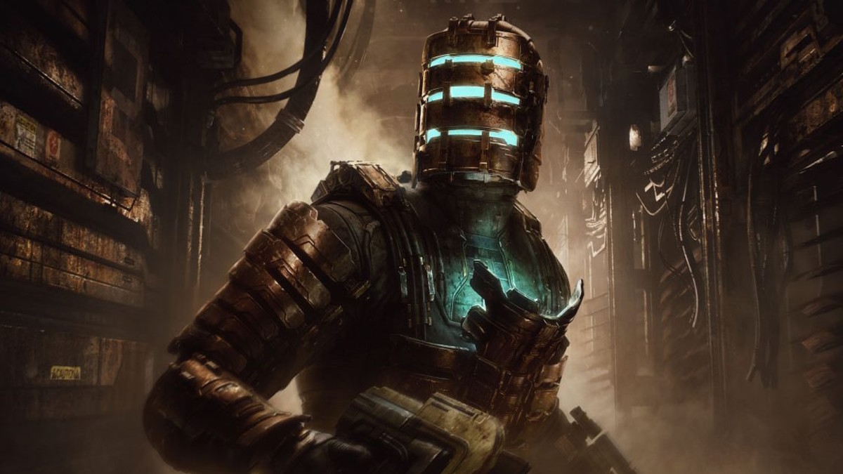 The Dead Space remake apparently has a new ending: A man in a metal suit, with a long metal mask that has three horizontal slits through which blue light emanates, is standing in the middle of a narrow corridor. The corridor is lined with pipes and cables