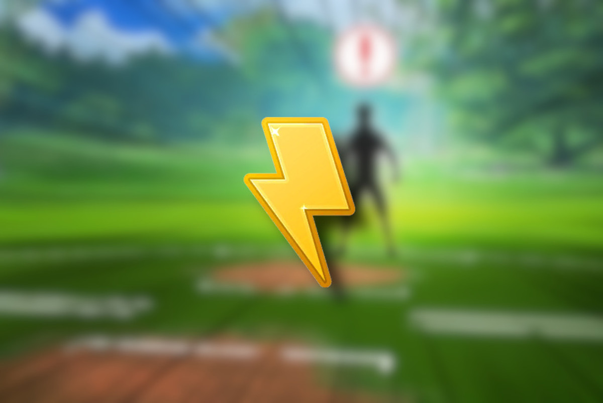 Electric symbol on a Pokémon Go background.