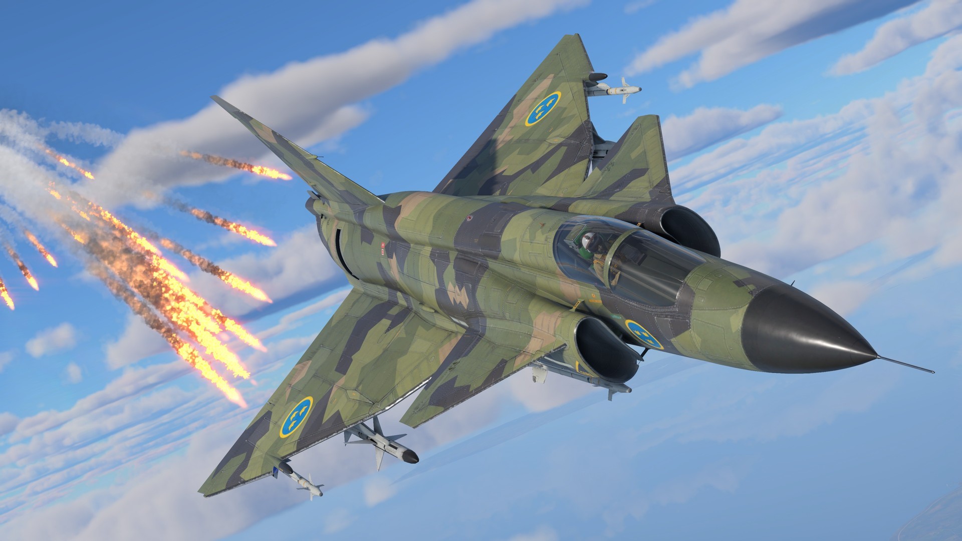 A Swedish fighter jet in War Thunder.