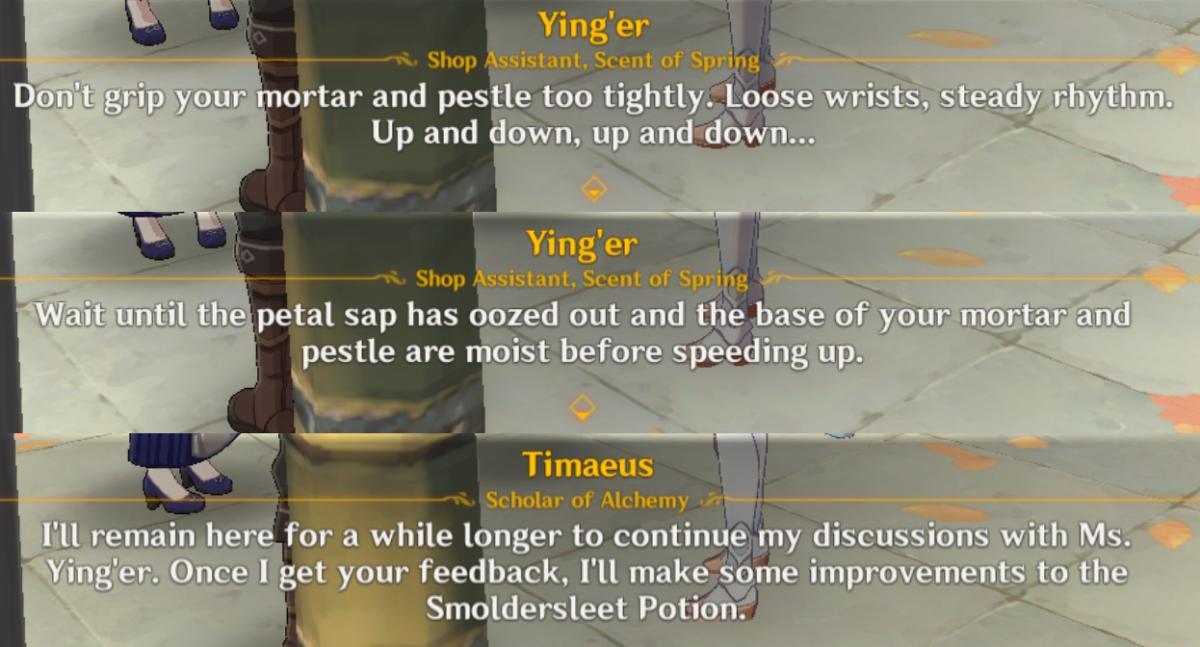 Genshin Impact Ying'er dialog.