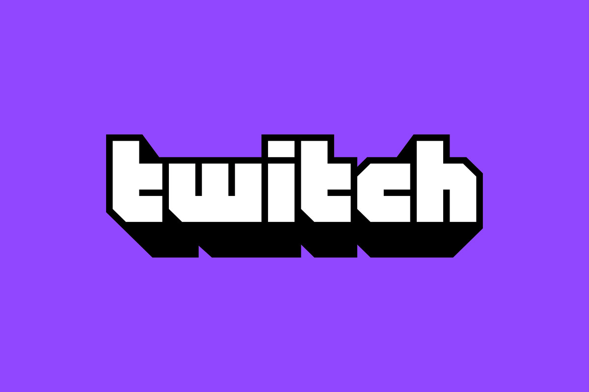 Twitch logo on purple background.