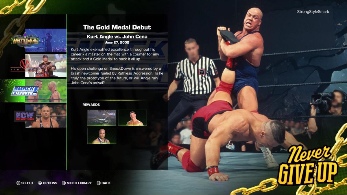 WWE 2K23 Cena vs. Kurt Angle.