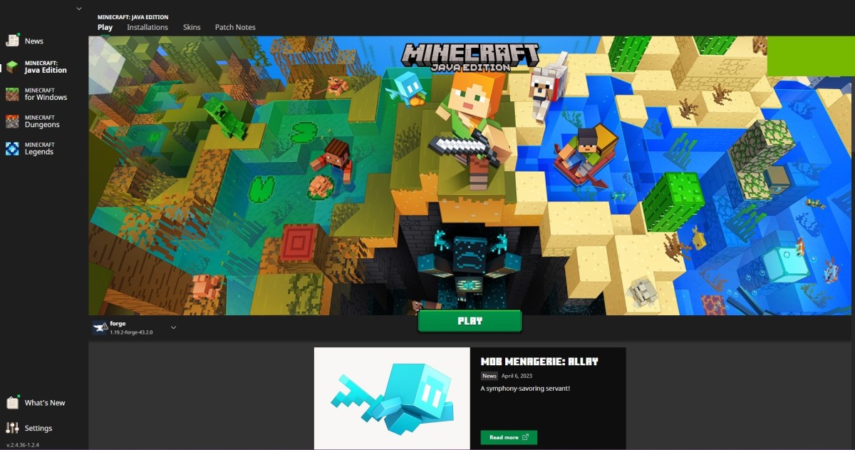Minecraft Java Edition launcher