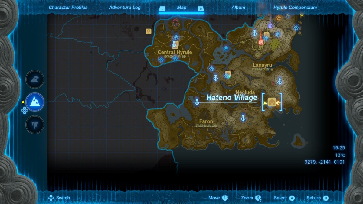 Hateno Village is a long way away from Central Hyrule 