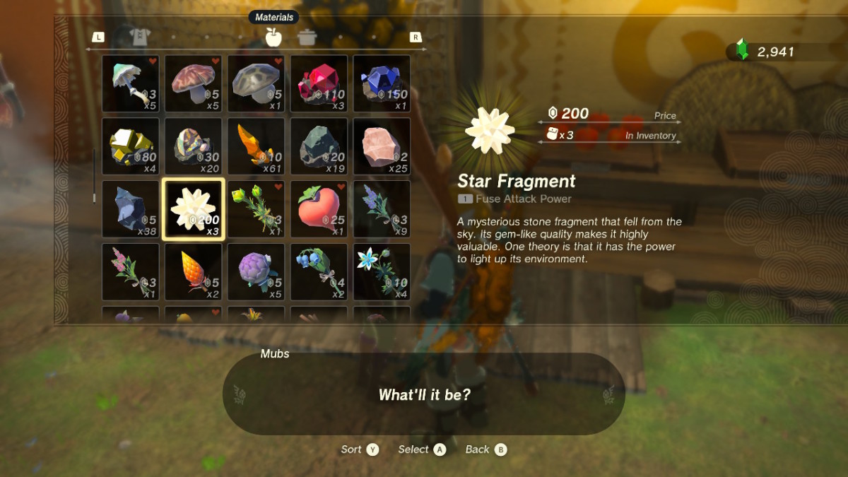 Zelda TOTK Star Fragment selling