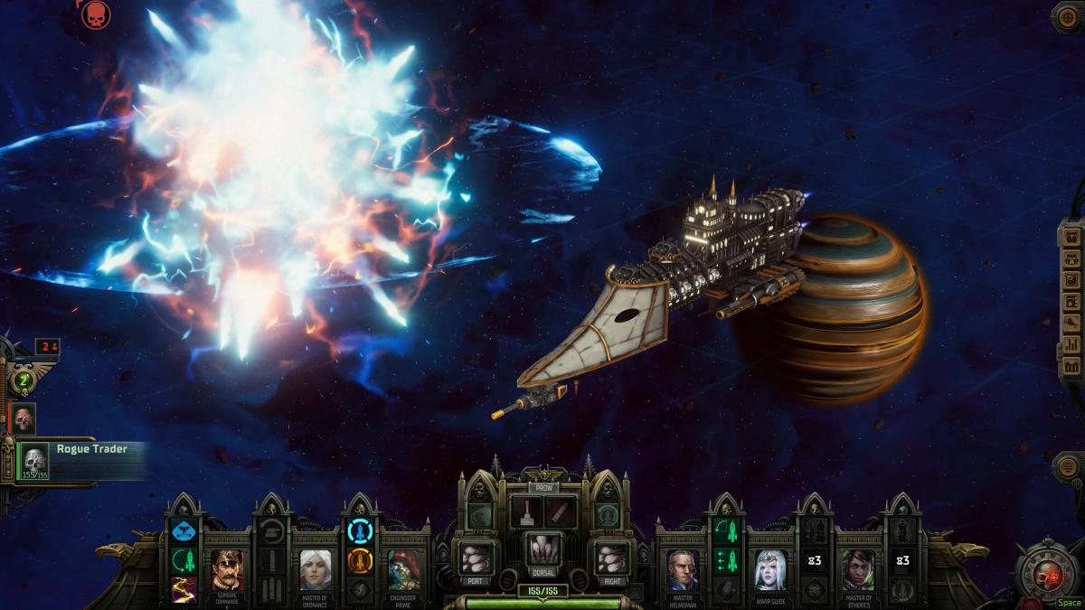 Warhammer 40,000: Rogue Trader space combat screenshot.