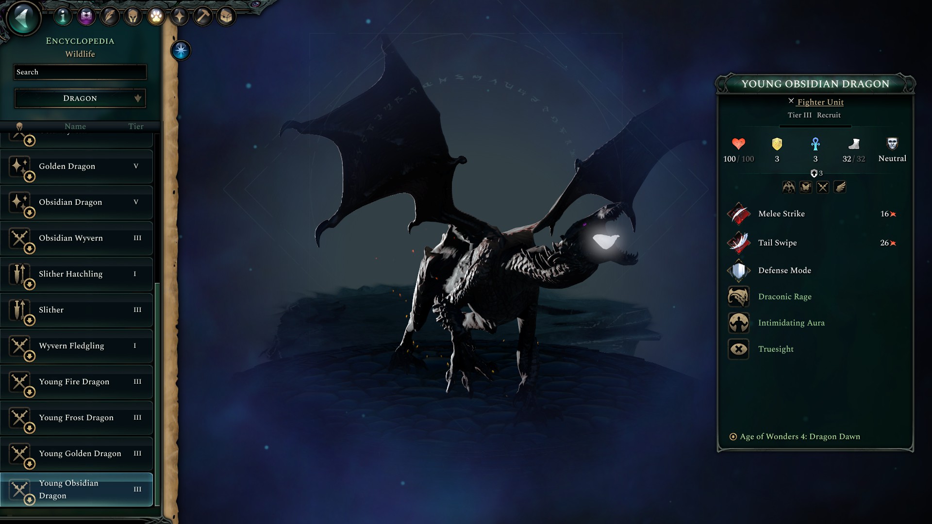 Age of Wonders 4 Young Obsidian Dragon.