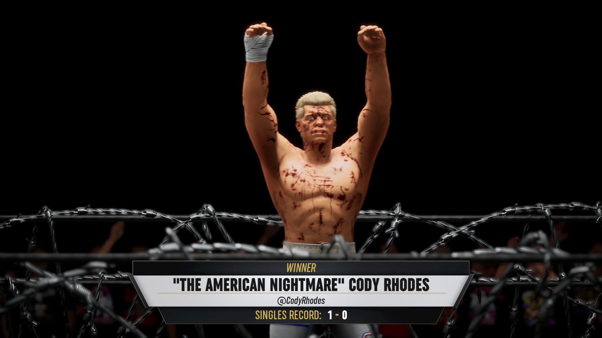 AEW Fight Forever Cody Rhodes covered in blood