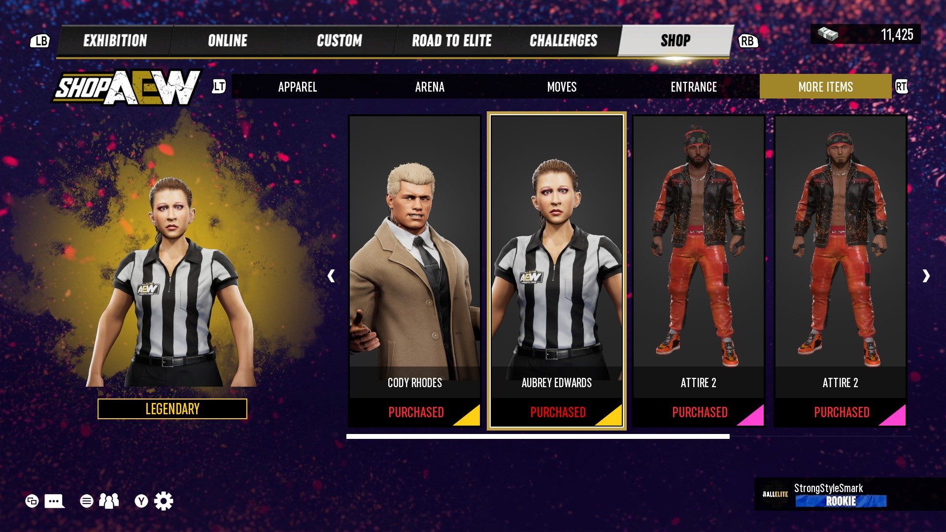 AEW Fight Forever in-game shop.