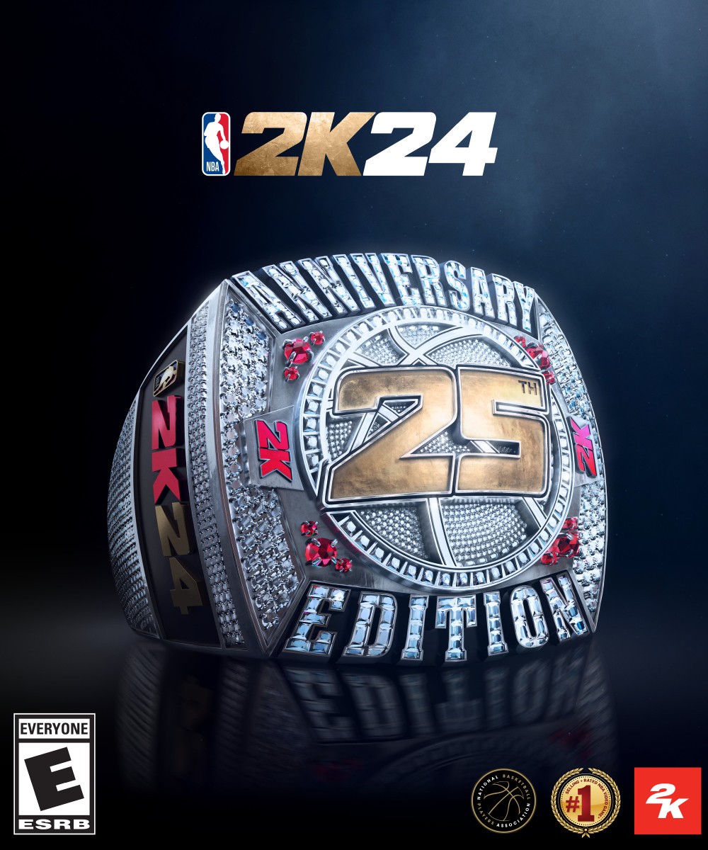 NBA 2K24 Anniversary Edition cover showing a custom championship ring.