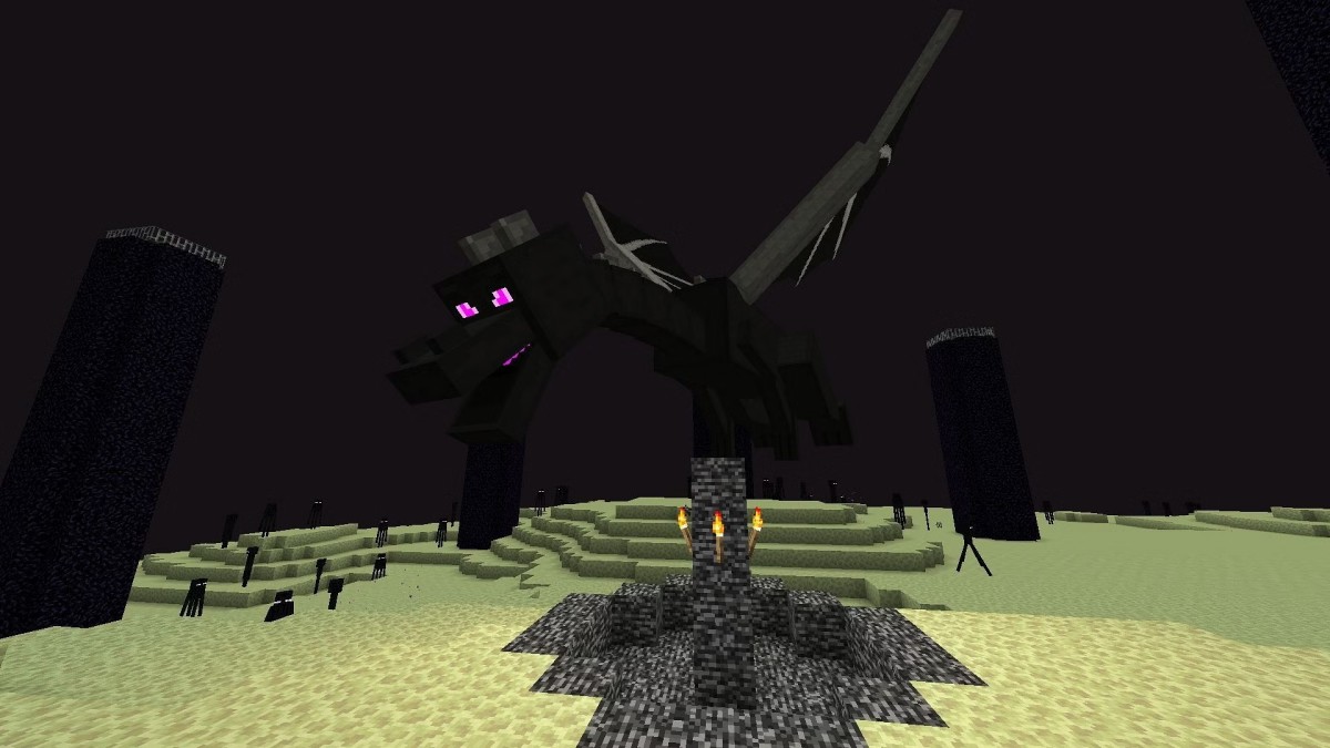 Minecraft Ender Dragon floating on the portal