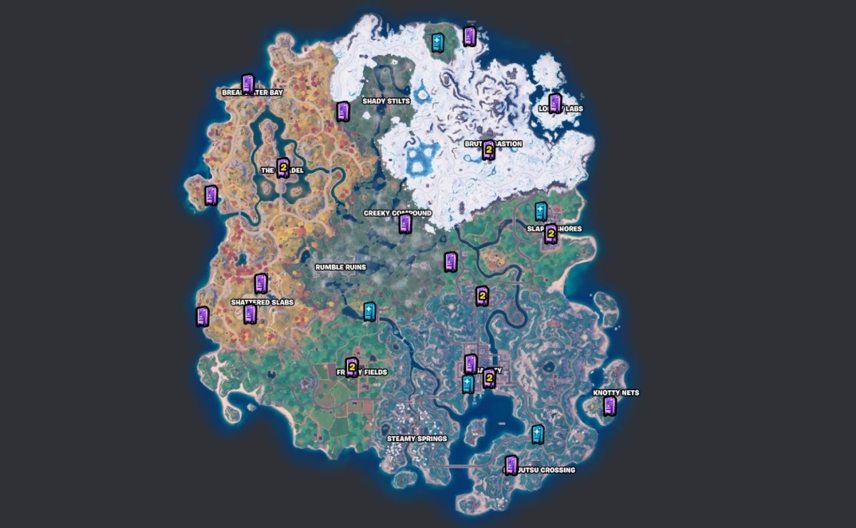 A map of every Fortnie Vending Machine location