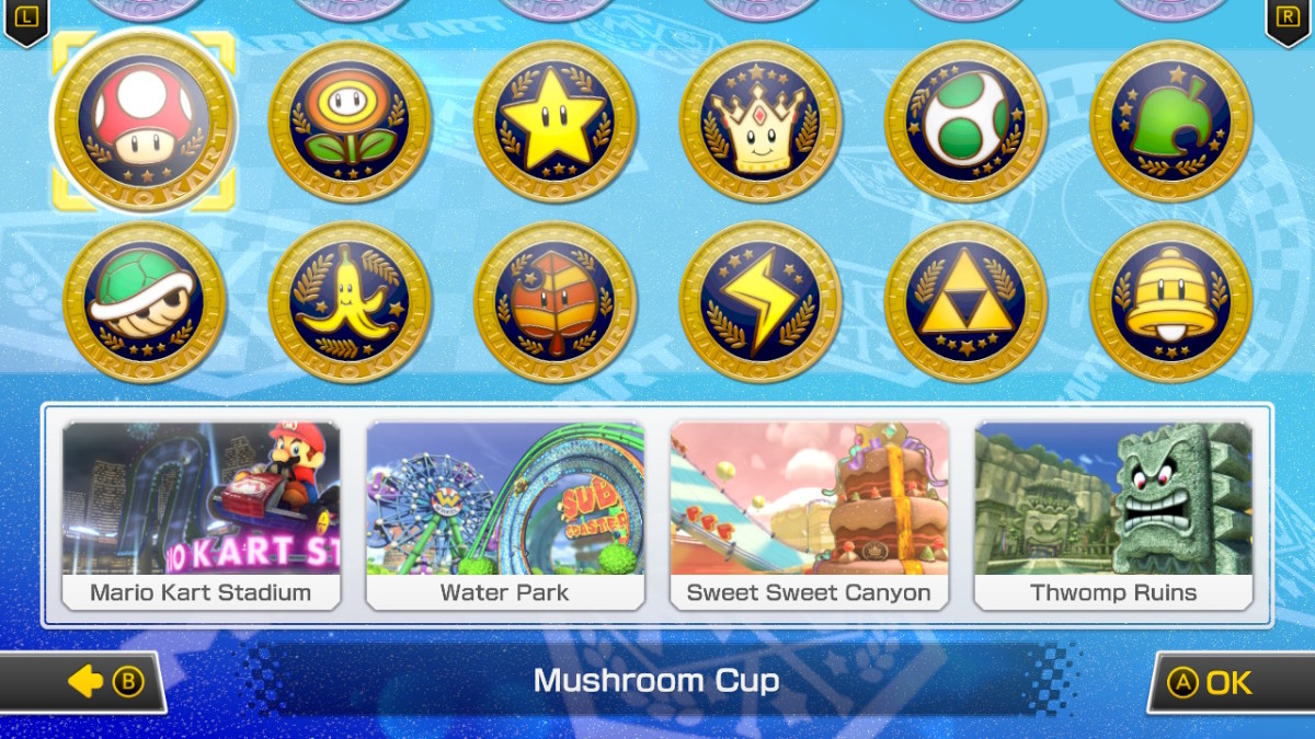 Mushroom Cup, Mario Kart 8 Deluxe select screen