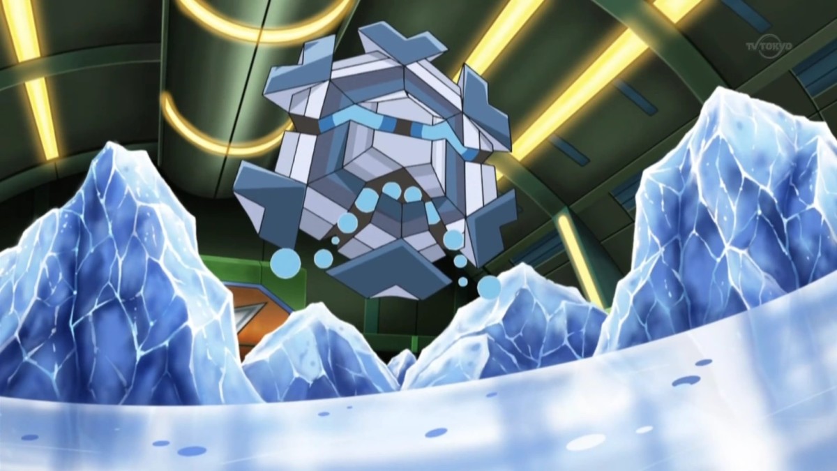 Pokemon Cryoganal on an icy battlefield