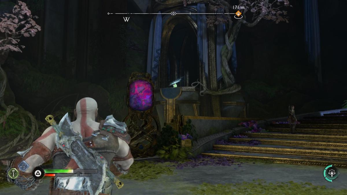 Another raven tastes Kratos's axe in Alfheim in God of War Ragnarok.