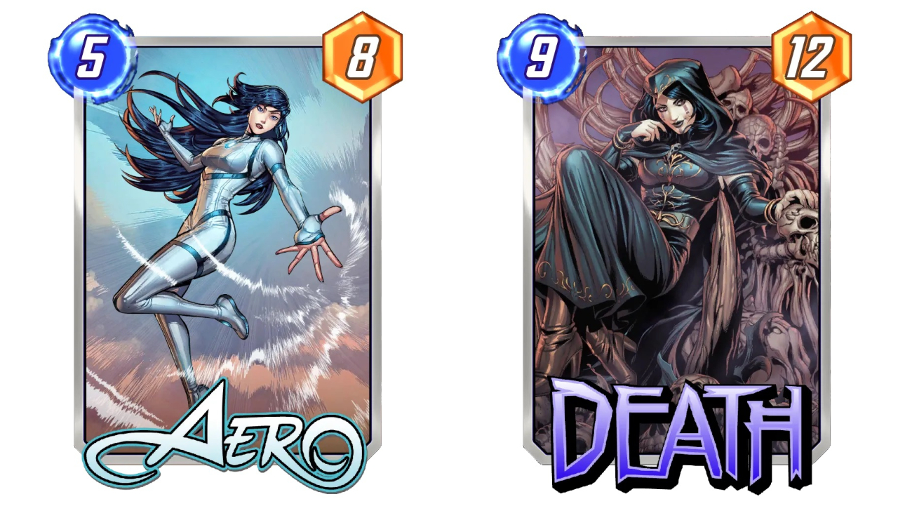 Marvel Snap Aero and Death cards
