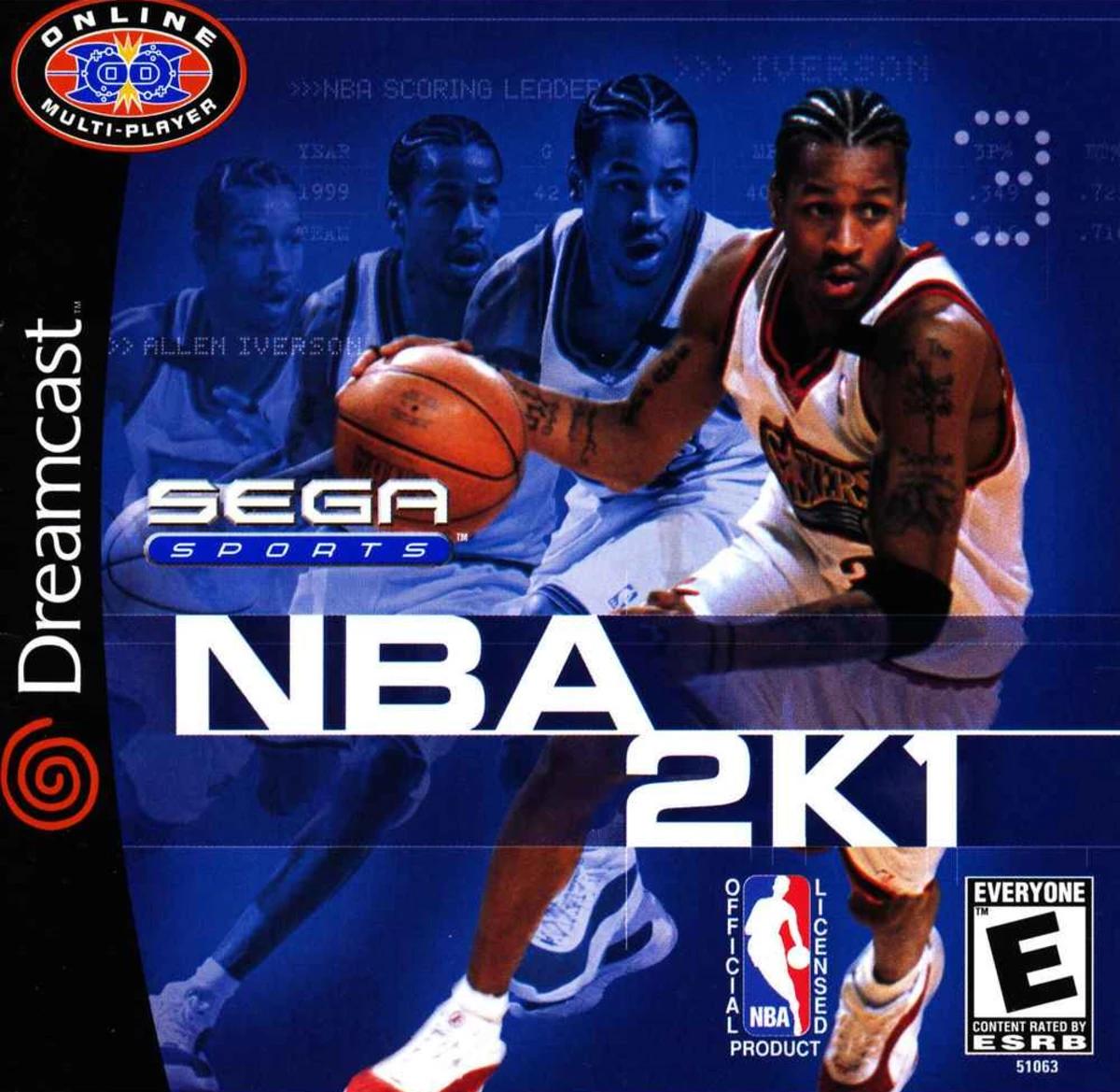 Allen Iverson on the NBA 2K1 cover.