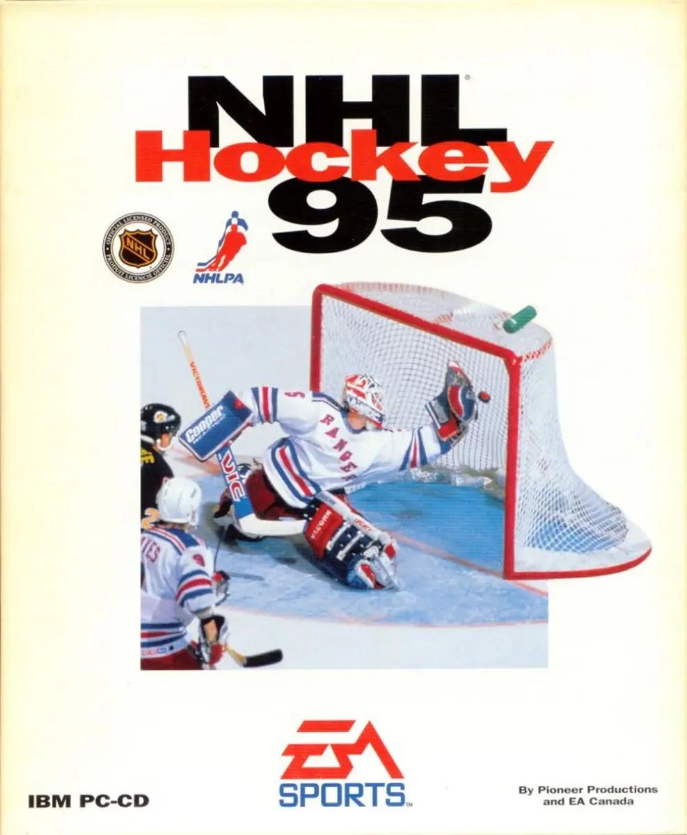 Alexei Kovalev, Kirk McLean on the NHL 95 cover.