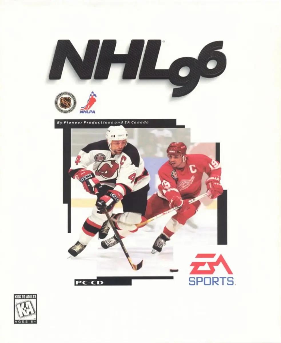 Scott Stevens, Steve Yzerman on the NHL 96 cover.