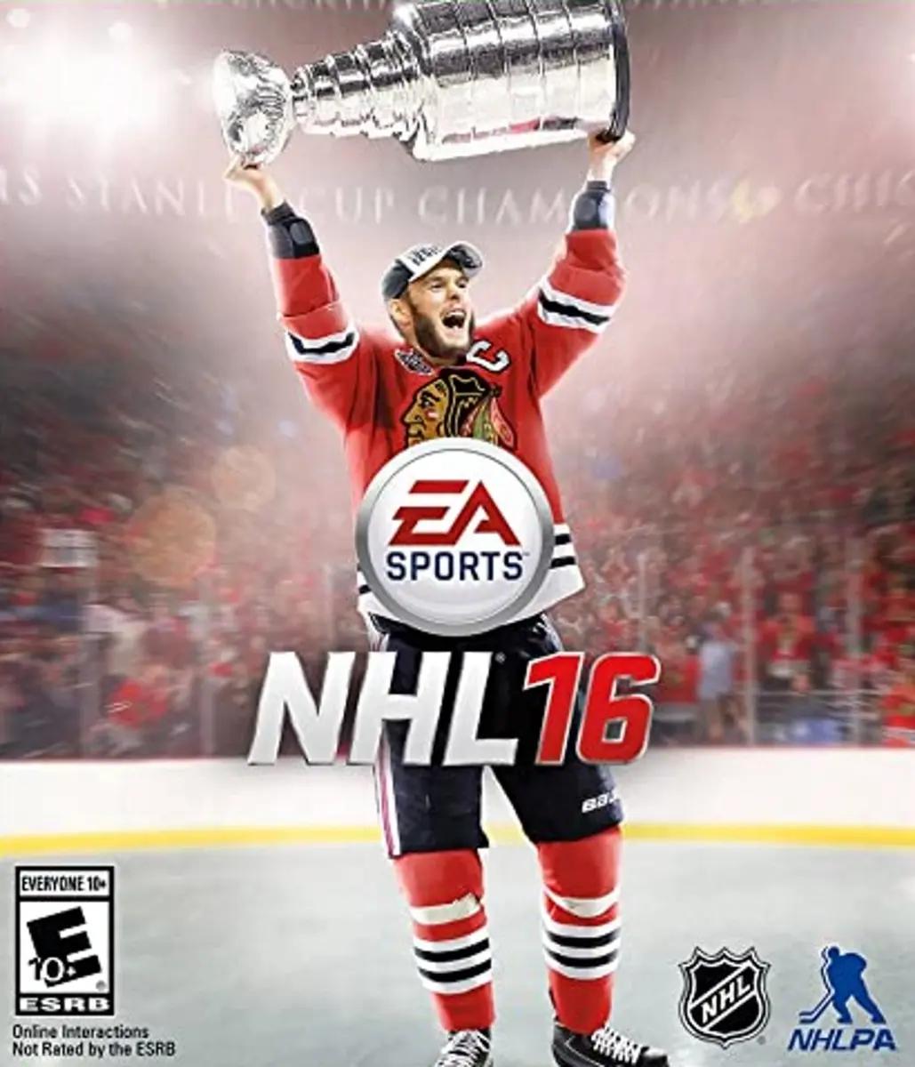 Jonathan Toews on the NHL 16 cover.