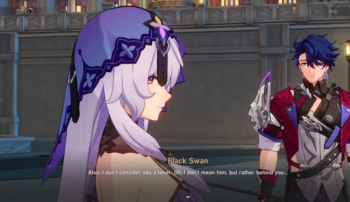 Honkai: Star Rail Black Swan and Sampo screenshot.