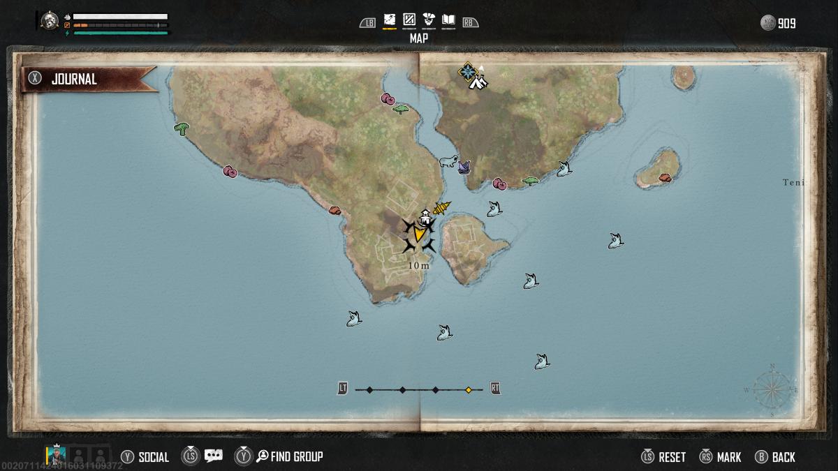 Tenina Coast in Skull and Bones, as it appears on the game map