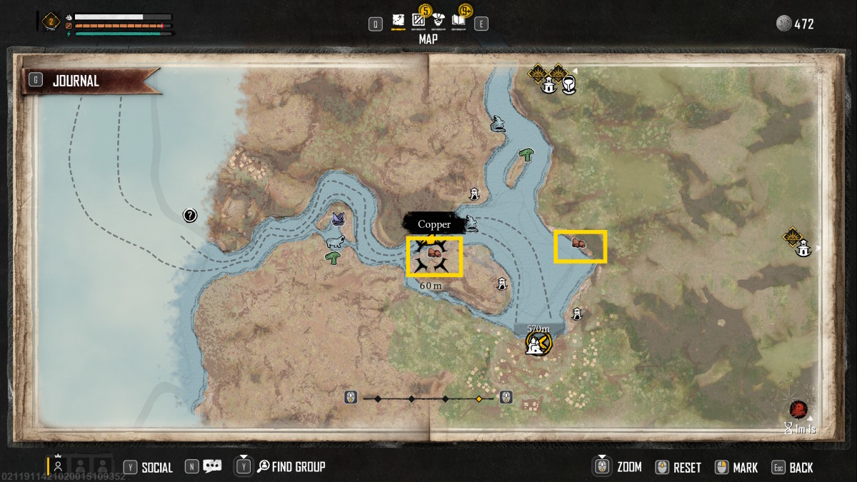 A map showing where to find Skull and Bones' copper locations