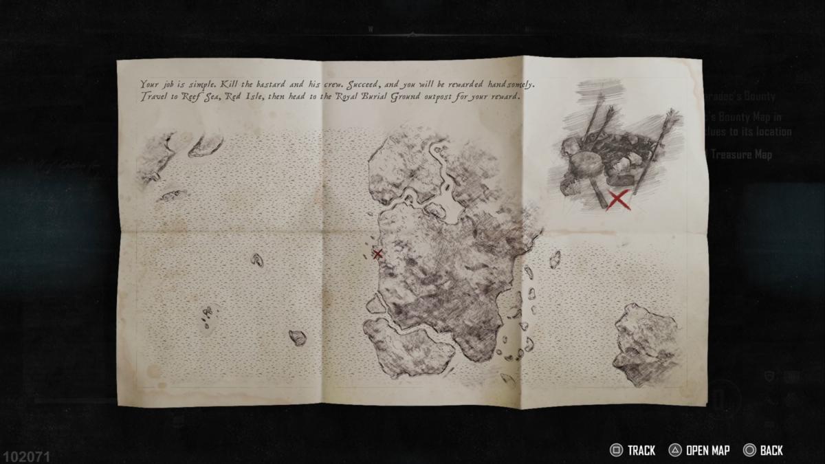 Caradec's Bounty treasure map in Skull and Bones