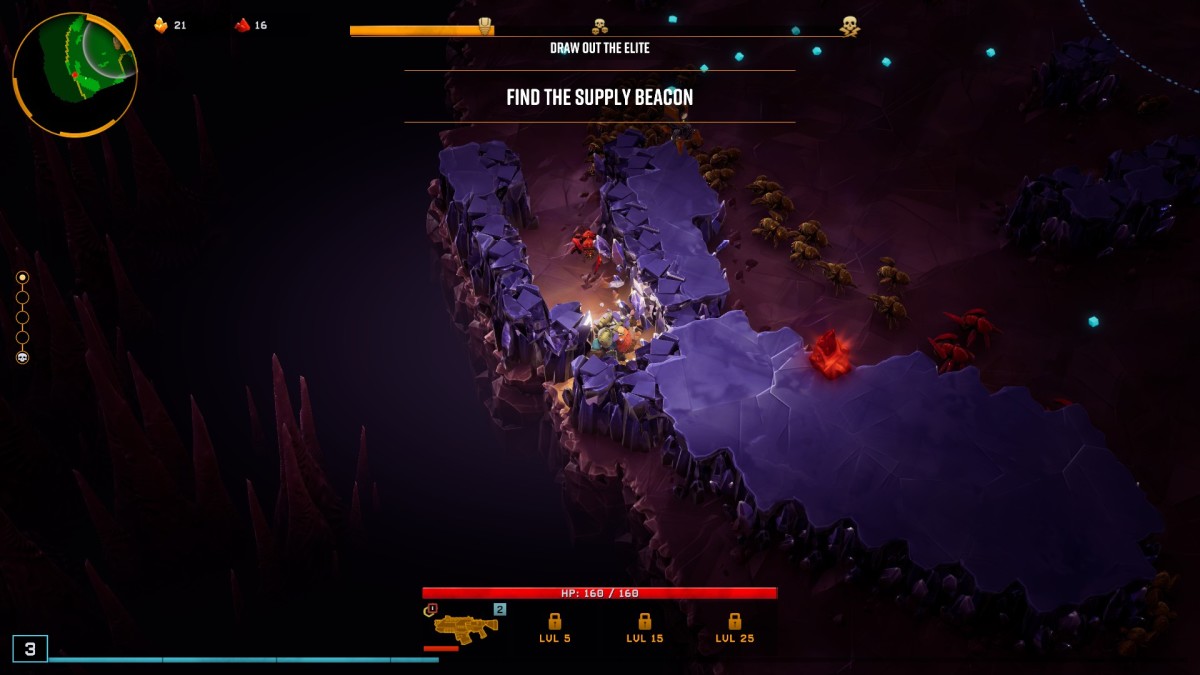 Deep Rock Galactic: Survivor screenshot showing a dwarf carve a path through rock.