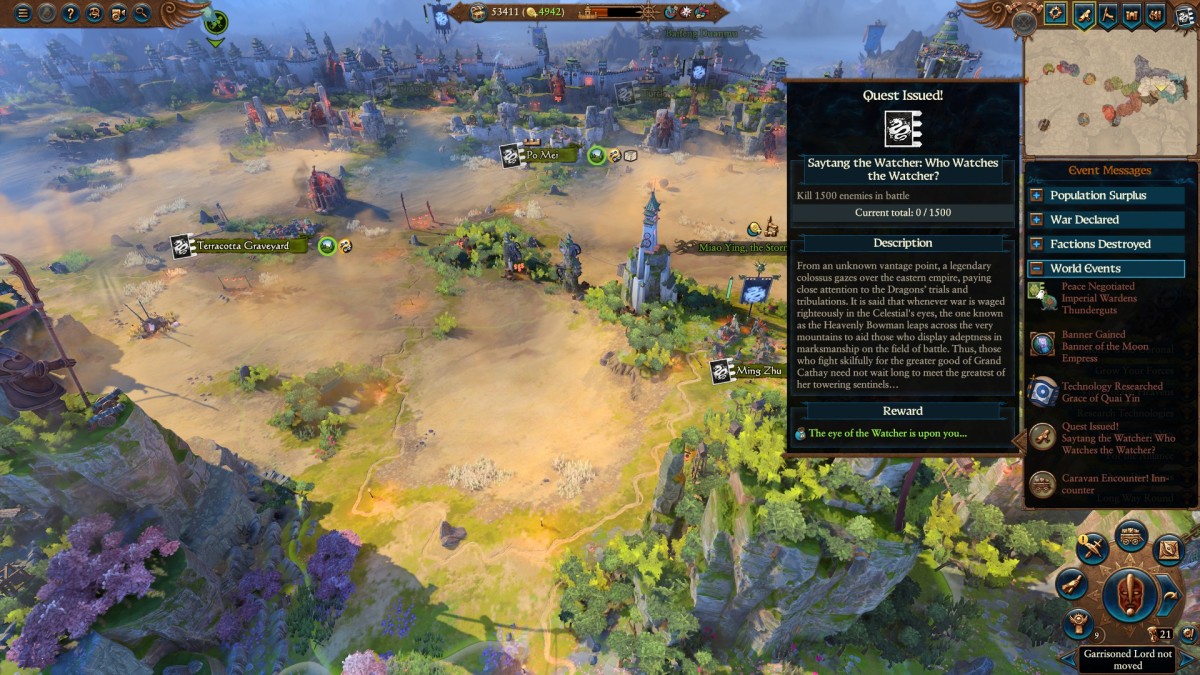 Total War: Warhammer 3 Saytang the Watcher quest screenshot.
