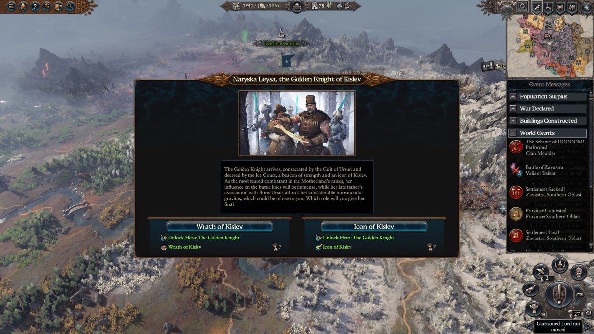 Total War: Warhammer 3 screenhot of The Golden Knight's recruitment.