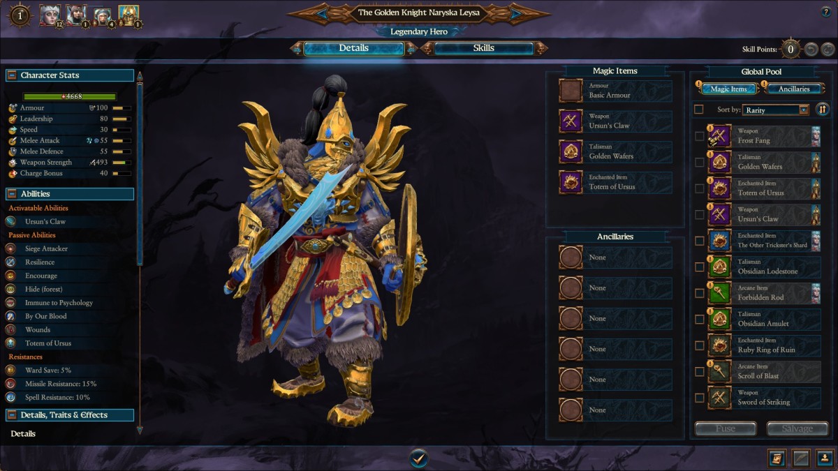 Total War: Warhammer 3 screenhot of The Golden Knight, Naryska Leysa.