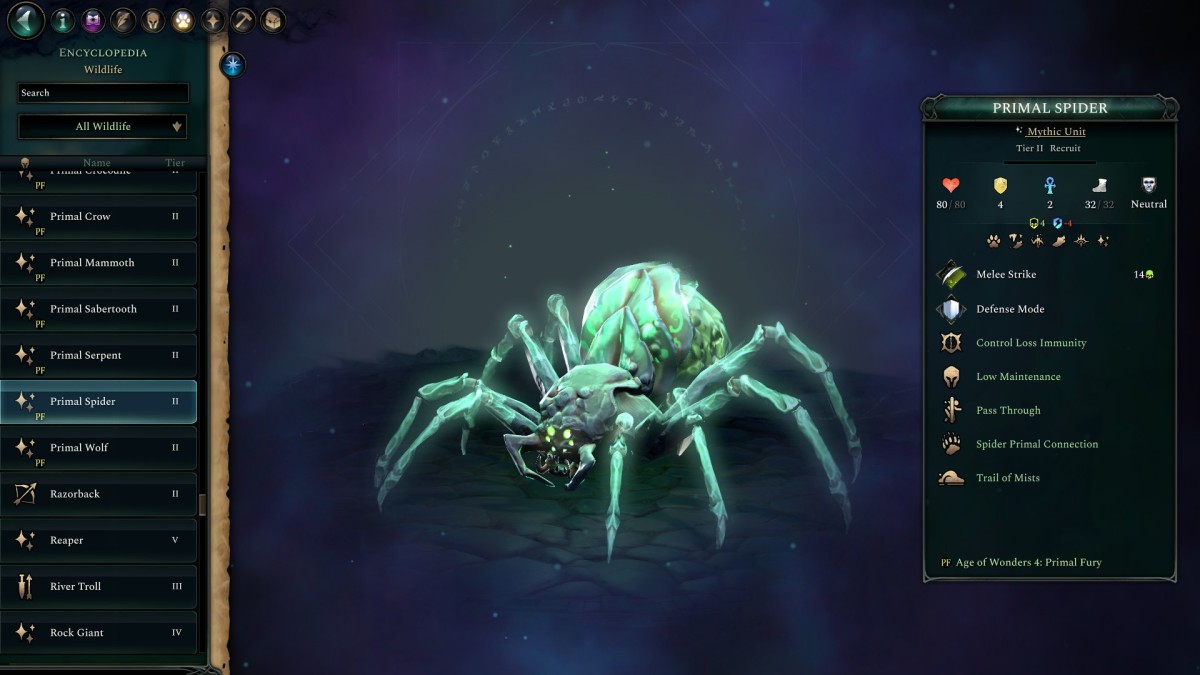 Age of Wonders 4 Primal Fury Primal Spider.
