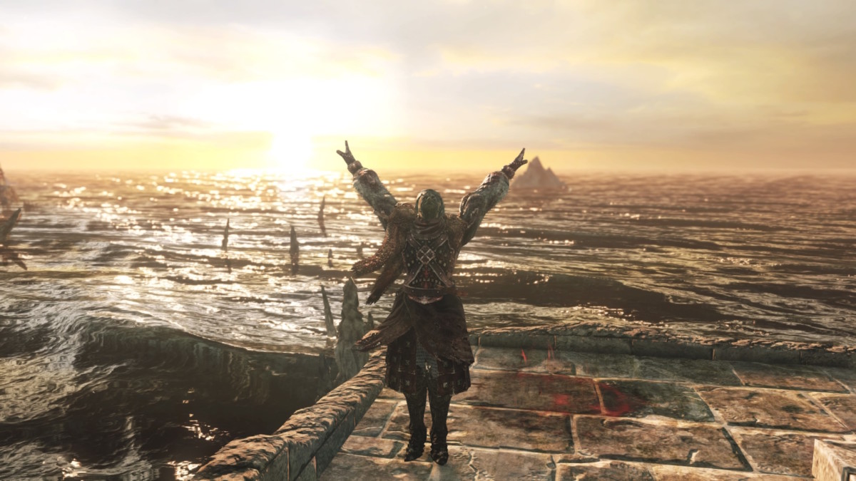 Dark Souls 2's Solaire, raising his hands to the sun