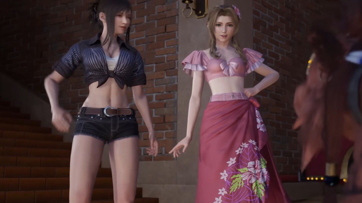 FF7 Rebirth's Tifa and Aerith in matching Costa Del Sol swimsuits