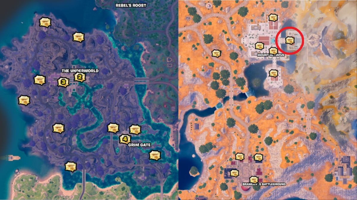Fortnite Olympus and Underworld chest locations