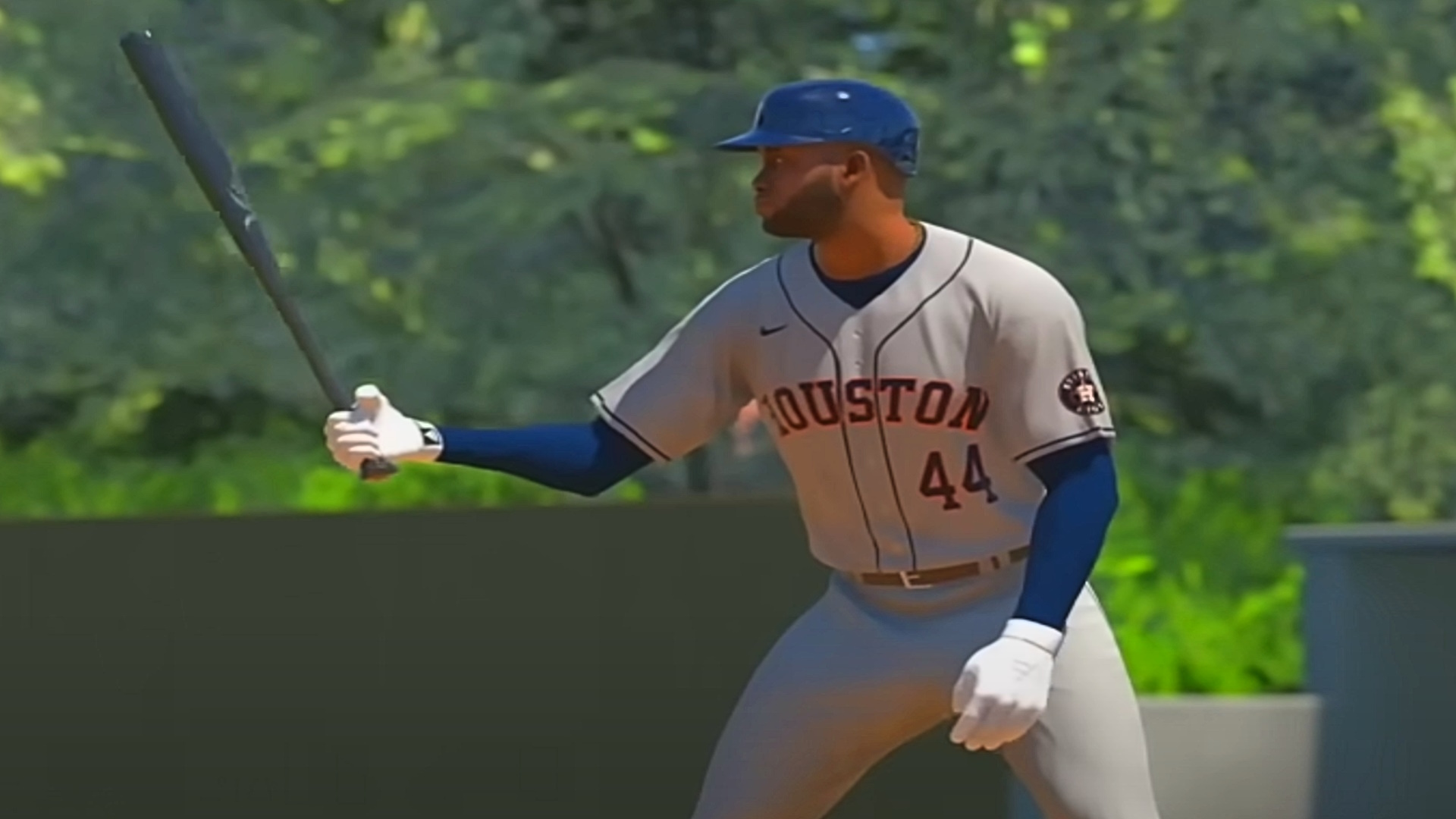 MLB The Show 24's Yordan Alvarez holding a bat in his right hand