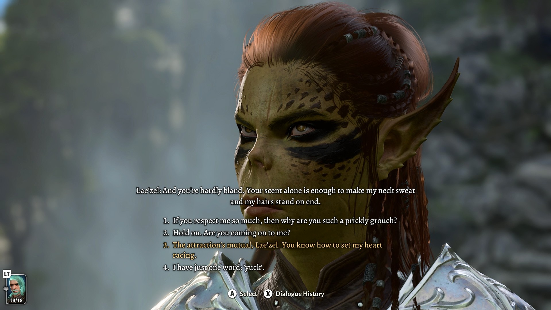 Lae'zel dialogue options to start a relationship