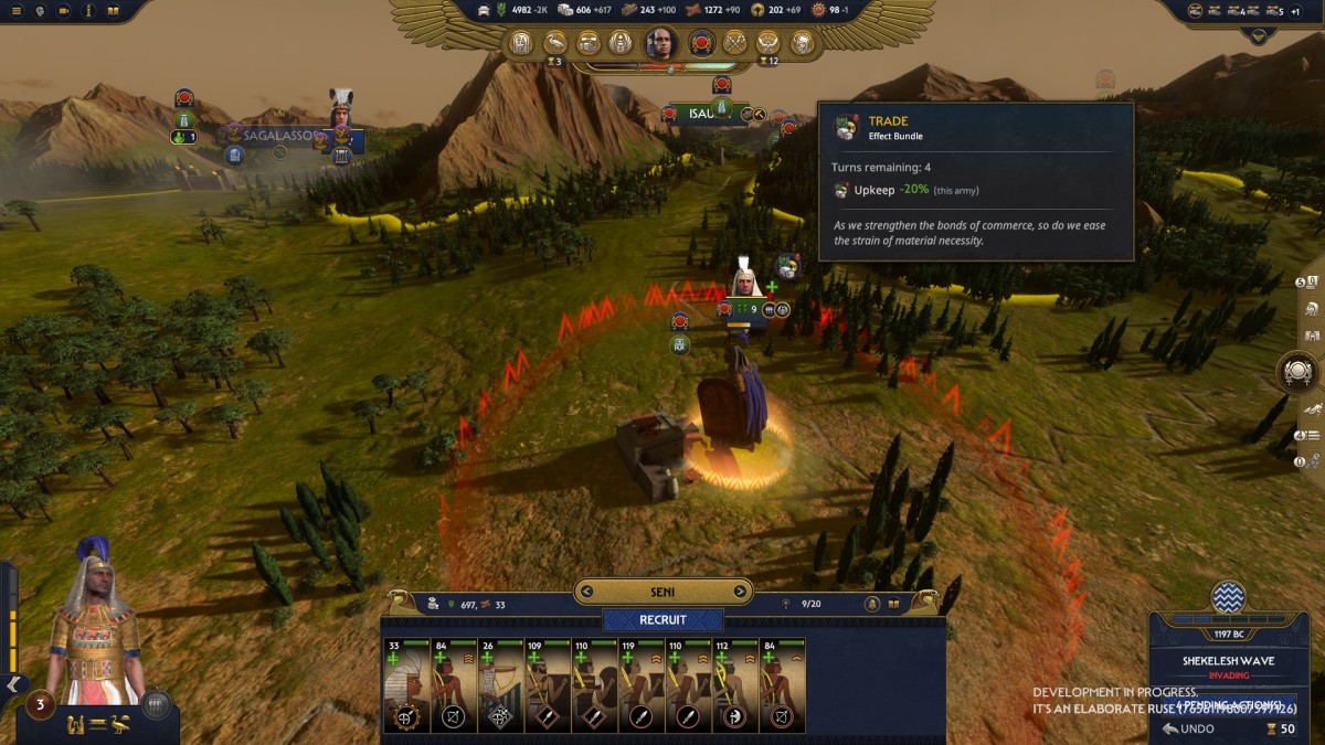Total War: Pharaoh Trading Post army effect screenshot.