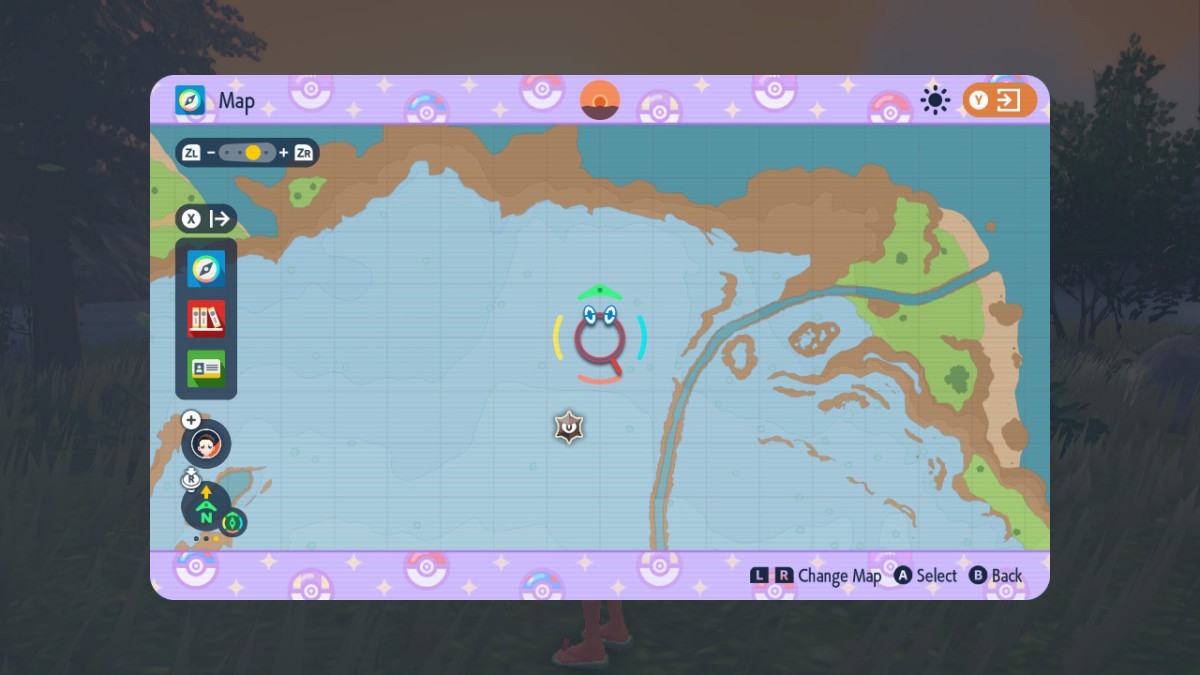A map screen in Pokemon SV