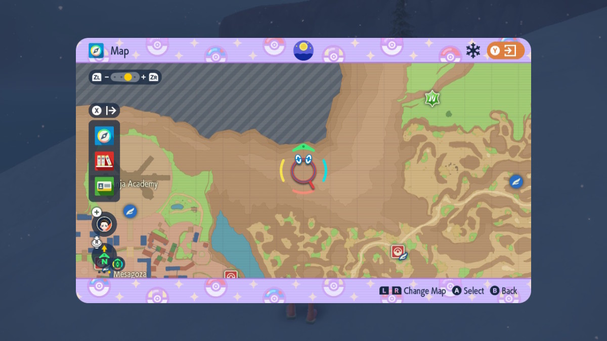A map screen in Pokemon SV