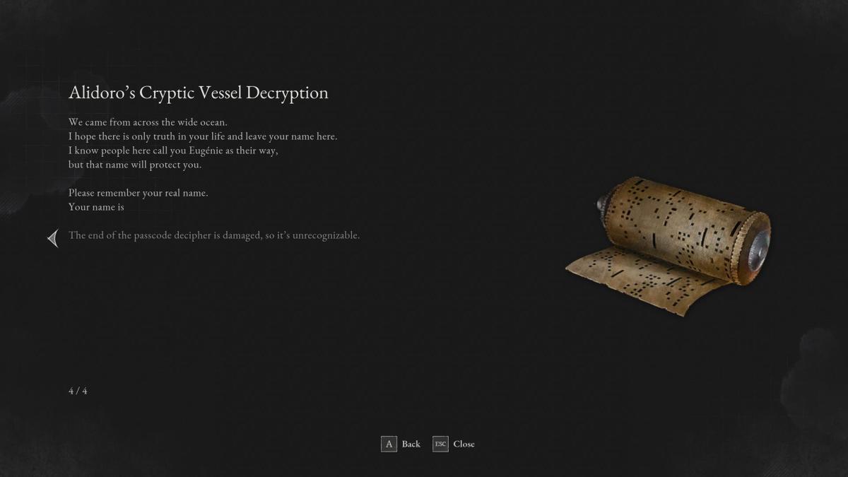 Alidoro’s Cryptic Vessel is deciphered.