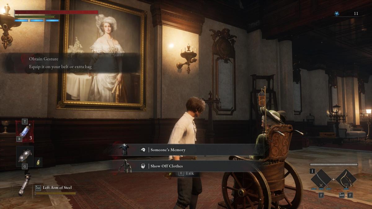  A player receives an outfit and emote from an NPC in a wheelchair. 