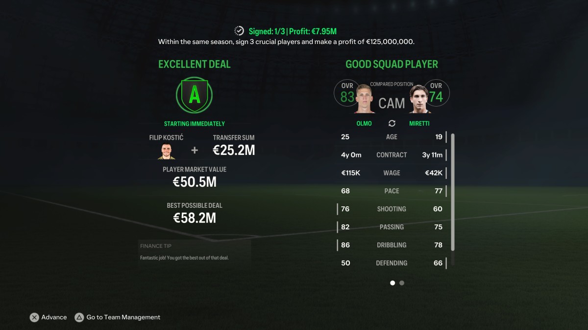 EA FC 24 Career Mode transfer screenshot.