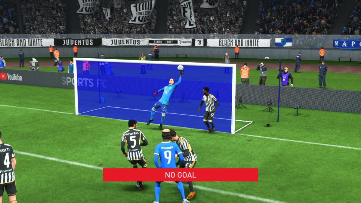 EA FC 24 replay of a close goal chance.
