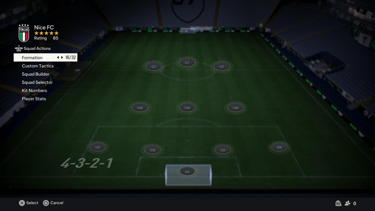 A 4-3-2-1 team formation in FC 24 UT