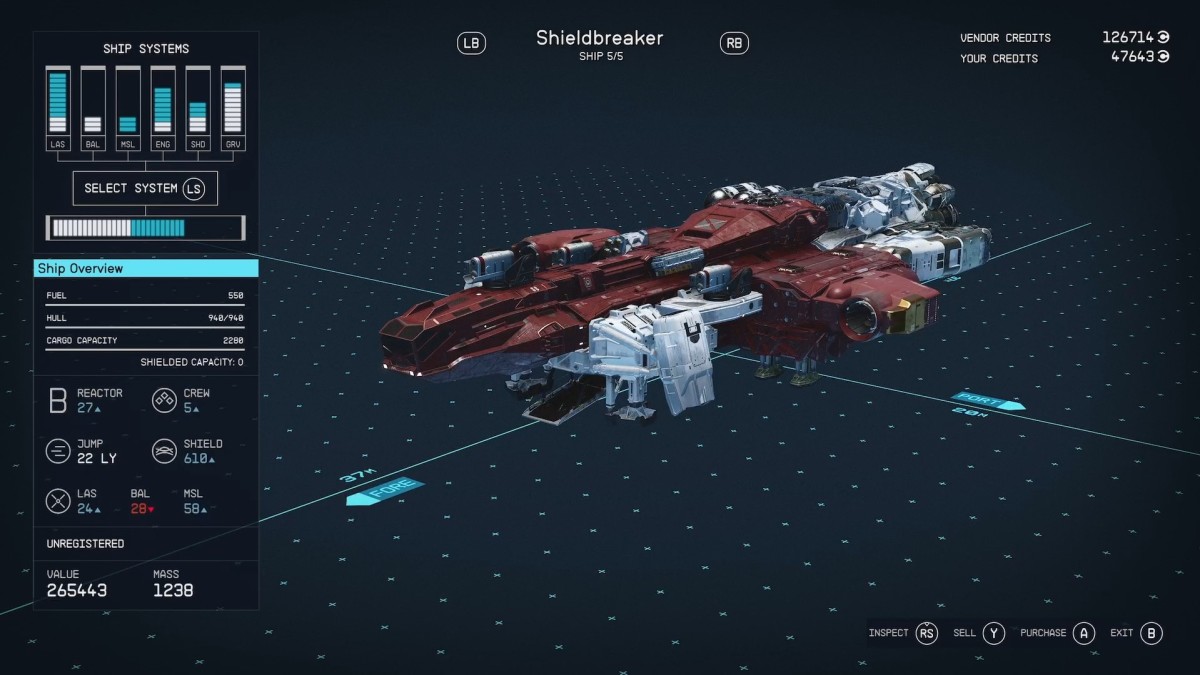 The Shieldbreaker ship in Starfield