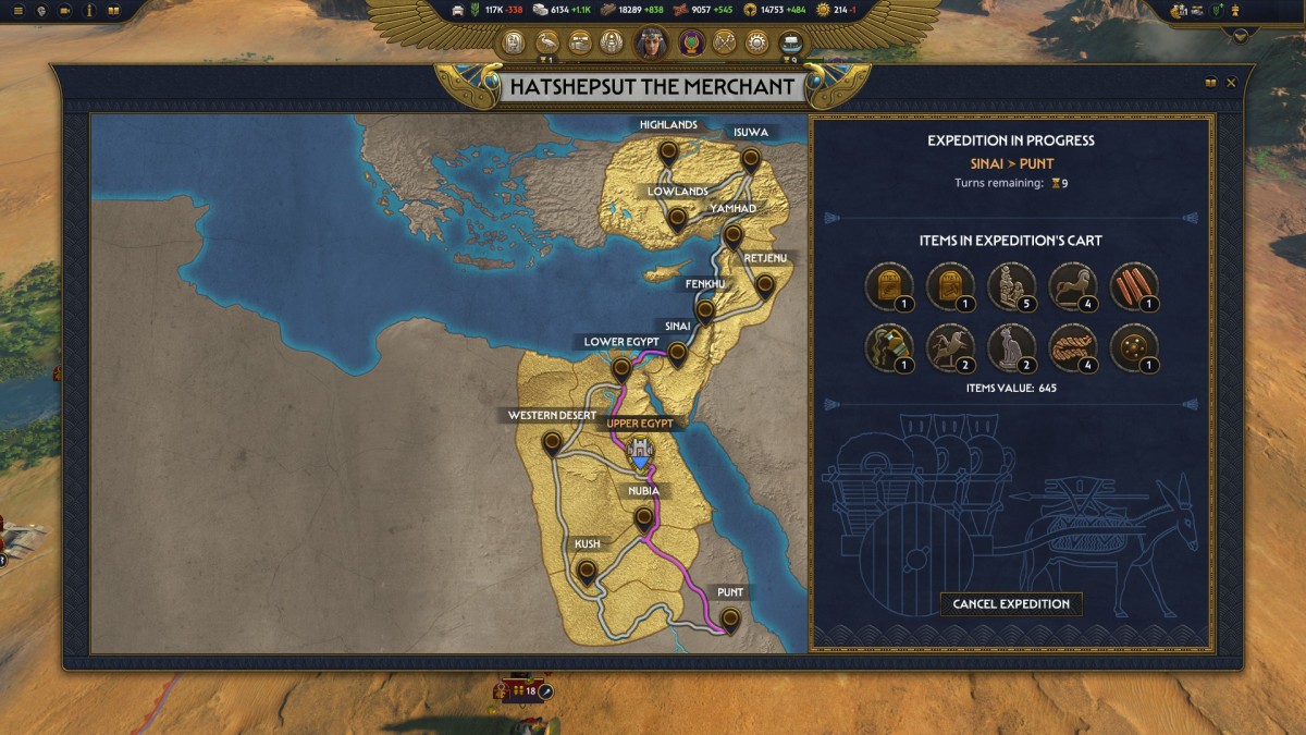 Total War: Pharaoh Hatshepsut Ancient Legacy screen.