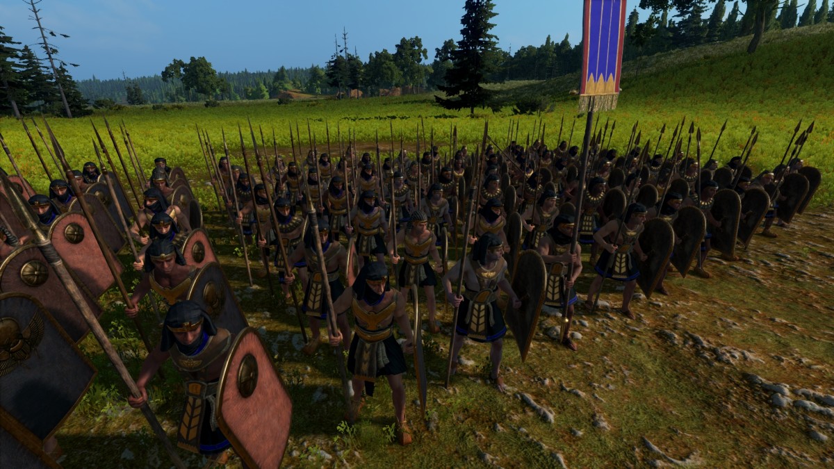 Total War: Pharaoh screenshot of Medjay Spearmen.