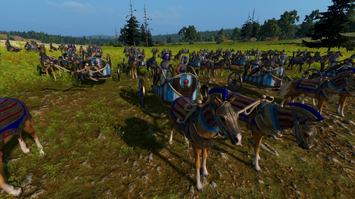 Total War: Pharaoh screenshot of Seneny Chariots.